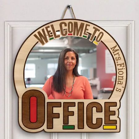 Plaque de Porte Personnalisée – Cadeau d'Anniversaire ou de Bienvenue pour le Personnel de Bureau – Bienvenue dans Mon Bureau avec Photo Personnalisée